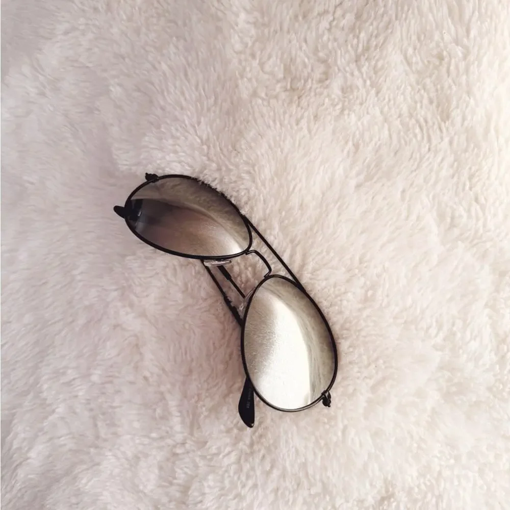 Flynn Black W/ Mirrored Lenses Aviator Sunglasses
